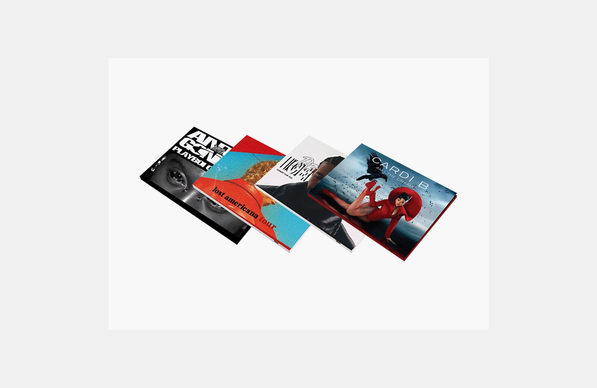 Designed cover visuals for VIDEOGIFT’s personalized video playbooks, tailored for major artists’ tours. The project highlights fan experiences for performers like Cardi B, Machine Gun Kelly, and Playboi Carti, creating bold, tour-driven concepts that reflect each artist’s identity and audience connection.